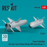 Exocet Missiles (2pcs) (Sea King, Super Etendard, Mirage 2000, Rafale, Mirage F.1) (3D Printed) - Image 1